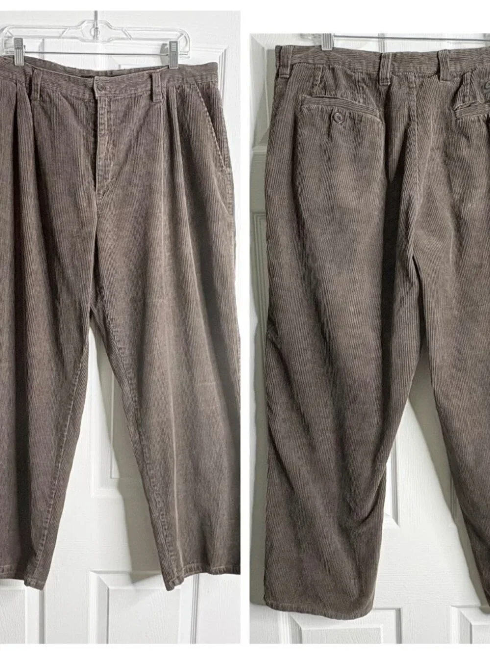Claudio Nucci Vintage Brown Corduroy Wide Leg Pleated Pants 38x30 Old Money 80s